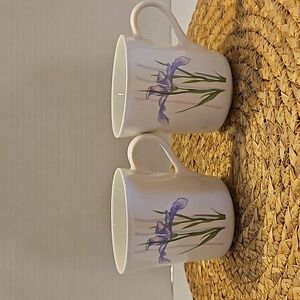 Corelle Discontinued Shadow Floral Iris Coffee Tea Mugs Set of 2
